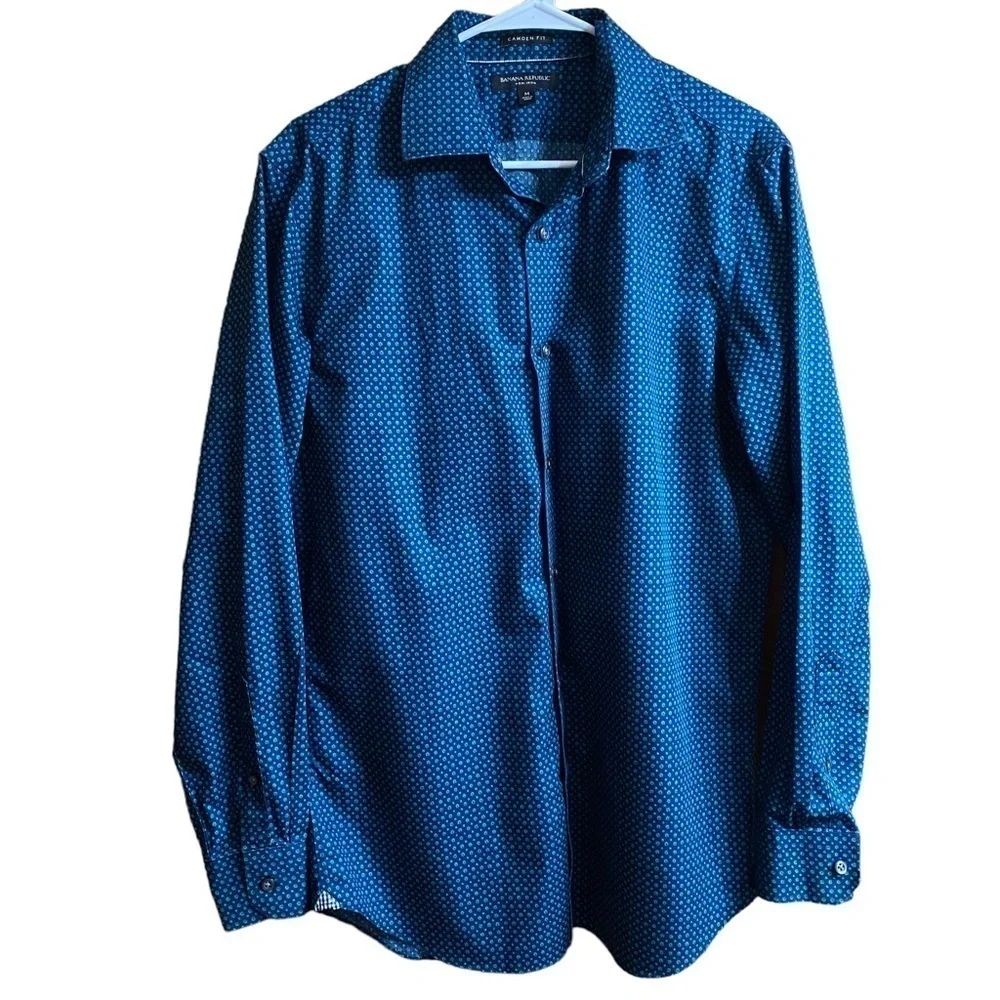 Banana Republic Men’s Camden Fit Blue Long Sleeve Button Down Shirt Size Medium